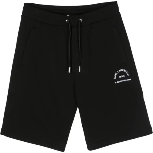 Schwarze Baumwollshorts Besticktes Logo - Karl Lagerfeld - Modalova