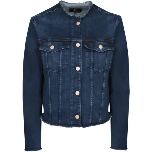 Blaue Jeansjacke mit Raw Hem - 7 For All Mankind - Modalova