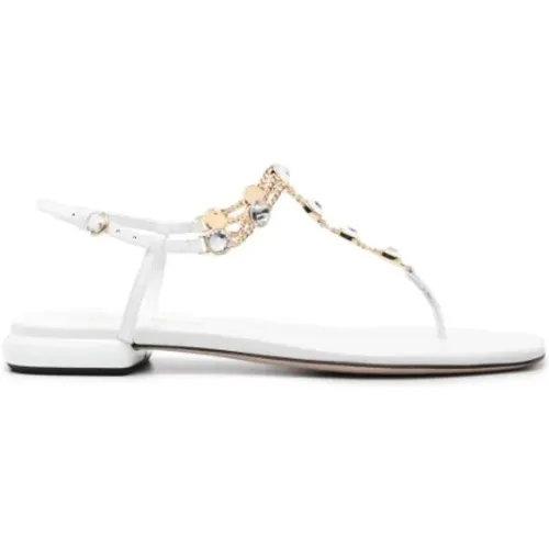 Leather Sandals with Strass , female, Sizes: 7 1/2 UK, 4 UK, 5 UK, 3 UK, 5 1/2 UK, 4 1/2 UK, 6 UK, 6 1/2 UK, 7 UK - Miu Miu - Modalova