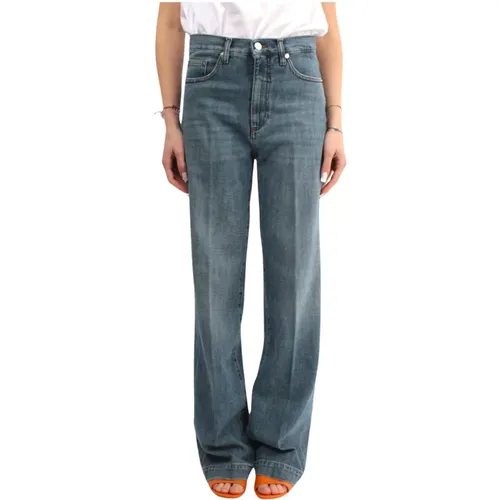 Blaue Jeans mit Reißverschluss und Taschen , Damen, Größe: W28 - Nine In The Morning - Modalova
