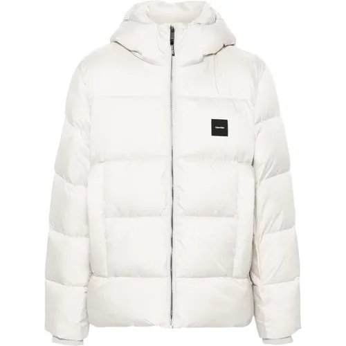 Stony Hooded Quilt Puffer Jacket , male, Sizes: L, S - Calvin Klein - Modalova