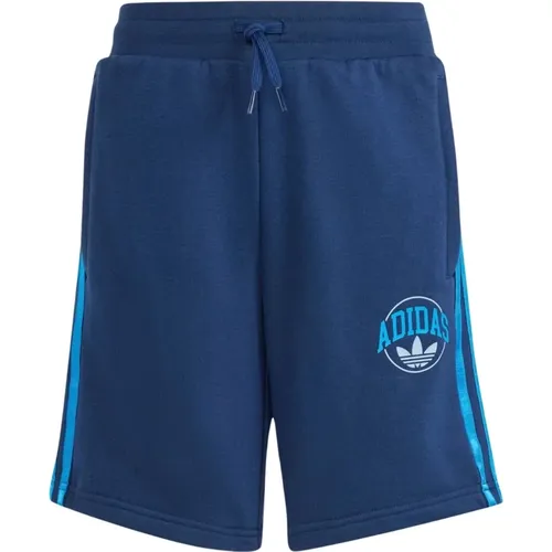 Blaue Shorts mit Seitenstreifen und Logo - adidas Originals - Modalova