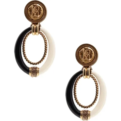 Logo Drop Enamel Earrings , female, Sizes: ONE SIZE - Roberto Cavalli - Modalova