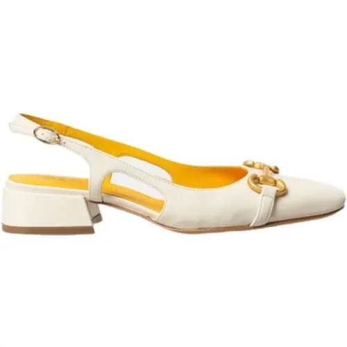 Weiße Leder Slingback Sandale , Damen, Größe: 38 EU - Mara Bini - Modalova