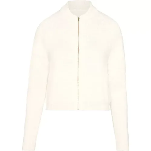 Wool Cardigan with Zip Closure , female, Sizes: L - Maison Margiela - Modalova