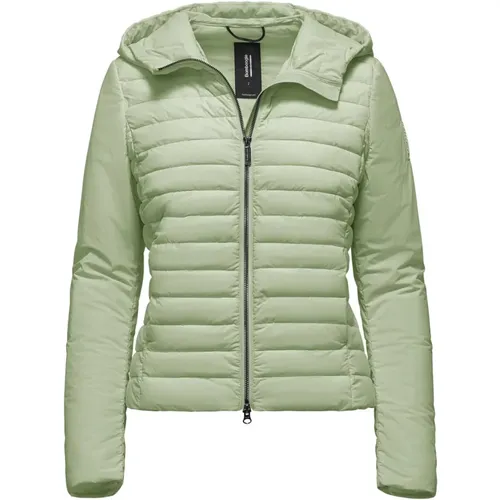 Stretch Nylon Hooded Down Jacket , female, Sizes: 3XL, 2XL, XS, XL, M - BomBoogie - Modalova