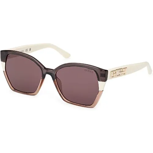 Stilvolle Sonnenbrille in Grau und Lila , Damen, Größe: 55 MM - Guess - Modalova