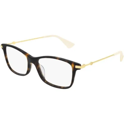 Gg0513Oa Havana Gold Transpare Brille , unisex, Größe: 55 MM - Gucci - Modalova