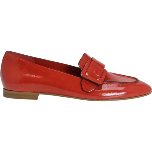 Rote Lackloafers - Zeitgemäßer Stil, Lackleder Loafers - Zeitgemäßer Stil,Braune Wildleder-Loafer mit Dekorativer Schnalle - DEL Carlo - Modalova