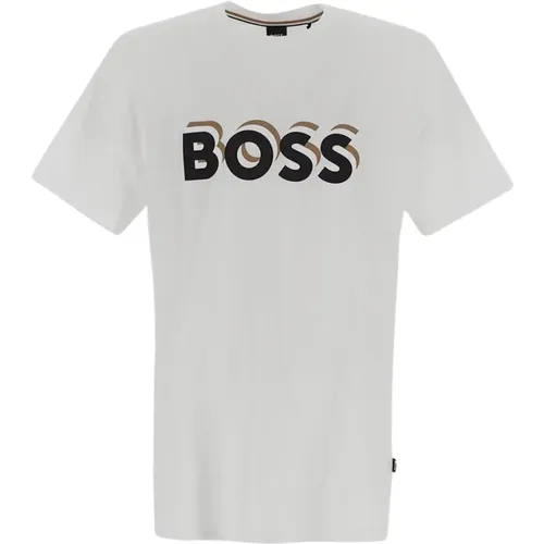 Cotton Boss Logo Tee , male, Sizes: M, L - Hugo Boss - Modalova