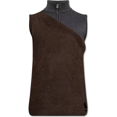 Vest with standing collar , male, Sizes: S, M - Fendi - Modalova