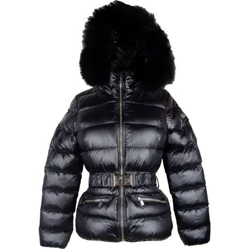 Nylon Jacket with Brand Logo and Fur , female, Sizes: S - YES ZEE - Modalova