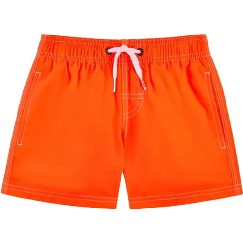 Fluoreszierende orangefarbene Kinder-Badebekleidung mit mehrfarbigem Regenbogen-Design - Sundek - Modalova