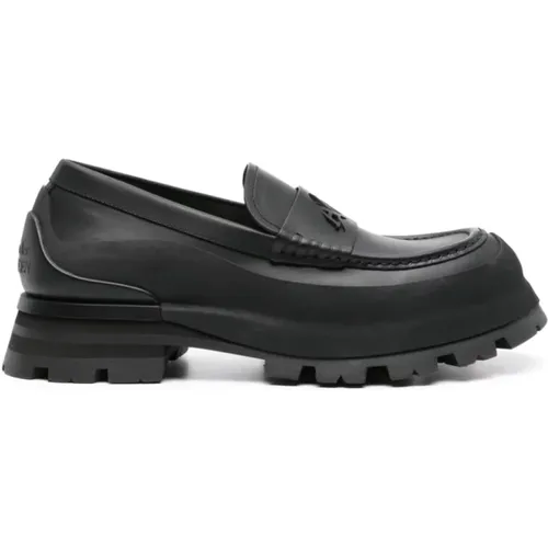 Schwarze flache Schuhe mit Siegel-Logo - alexander mcqueen - Modalova