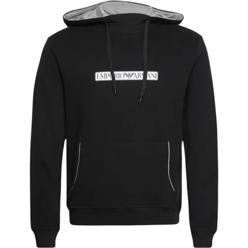 Baumwollkapuzenpullover mit Logodruck , Herren, Größe: L - Emporio Armani - Modalova