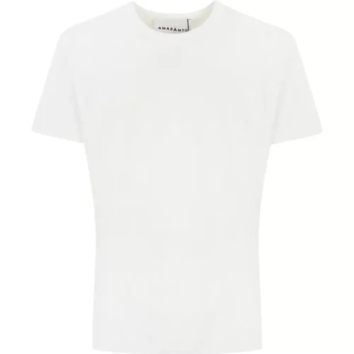 Baumwoll T-Shirt Kurzarm Weiß Regular Fit - Amaránto - Modalova