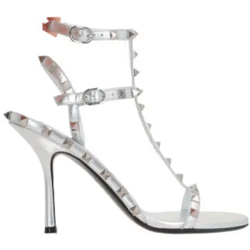 Silver Studded High Heel Sandals , female, Sizes: 4 1/2 UK, 3 1/2 UK, 4 UK, 3 UK, 5 UK, 7 UK, 6 UK, 5 1/2 UK - Valentino Garavani - Modalova