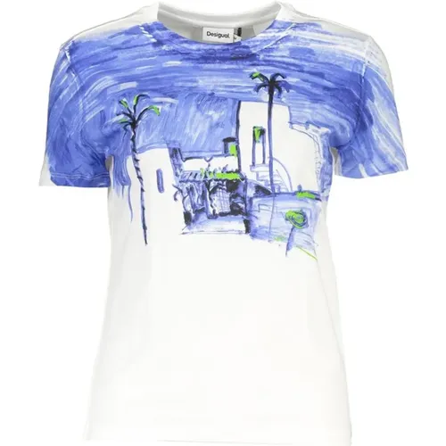 Bedrucktes Baumwoll-Crew-Neck-T-Shirt , Damen, Größe: M - Desigual - Modalova