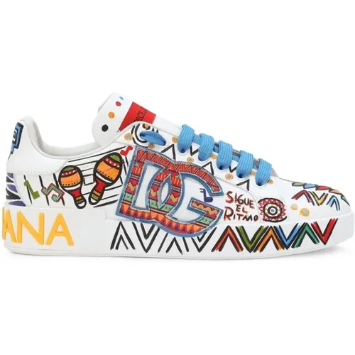 MultiColour Graphic Print Sneakers , female, Sizes: 5 1/2 UK, 4 UK, 3 1/2 UK - Dolce & Gabbana - Modalova