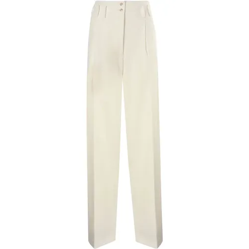 Crêpe Trousers High-Waisted Straight Cut , female, Sizes: S, XS - Genny - Modalova