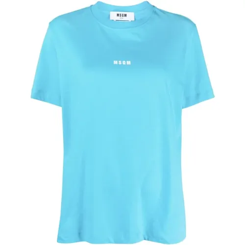 Hellblaues Tee , Damen, Größe: 2XS - MSGM - Modalova