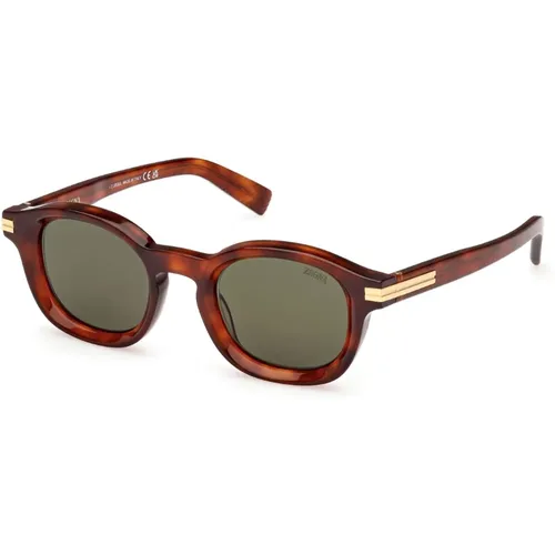 Dunkel Havana Beige Sonnenbrille , unisex, Größe: 47 MM - Ermenegildo Zegna - Modalova