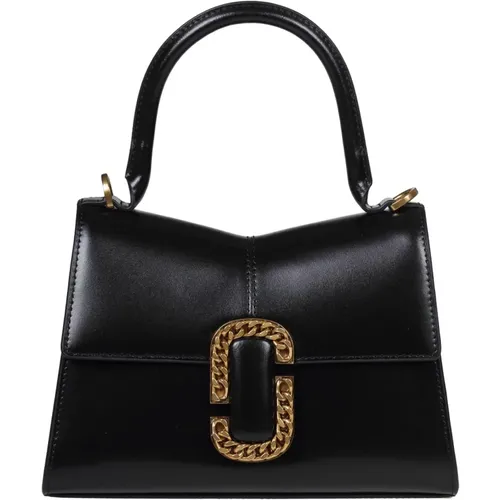 Schwarze Lederhandtasche mit Logo-Schnalle - Marc Jacobs - Modalova