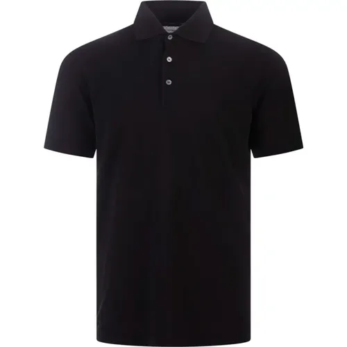 Schwarzes Poloshirt Kurzarm , Herren, Größe: 3XL - Fedeli - Modalova