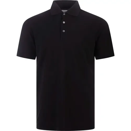 Schwarzes Poloshirt Kurzarm , Herren, Größe: XL - Fedeli - Modalova