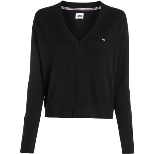 Essential V-Neck Sweater , Damen, Größe: S - Tommy Hilfiger - Modalova