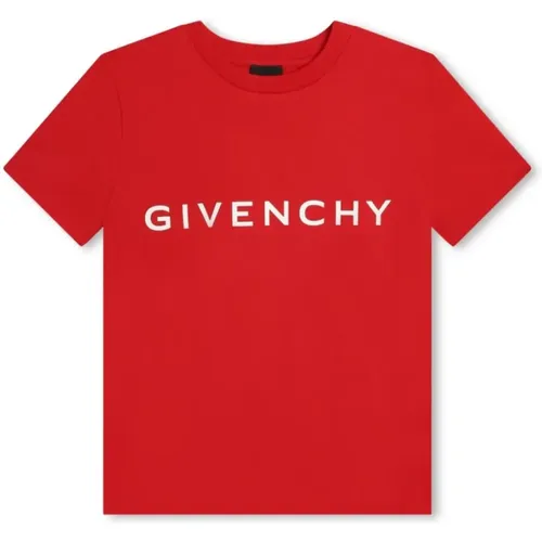 T-Shirts,Rotes Baumwoll-T-Shirt mit Logo-Print - Givenchy - Modalova
