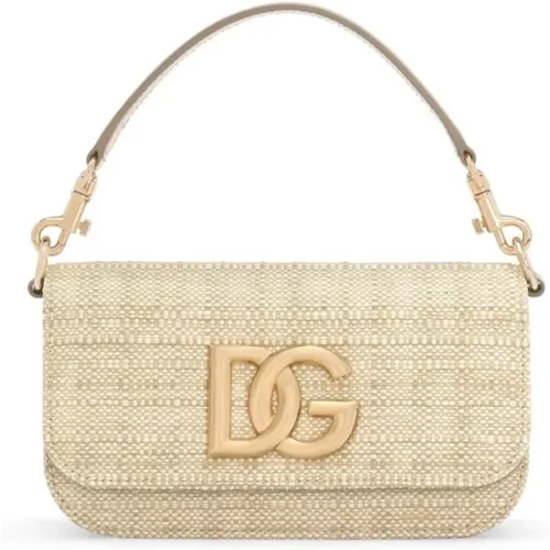 Raffia Shoulder Bag with DG Logo , female, Sizes: ONE SIZE - Dolce & Gabbana - Modalova