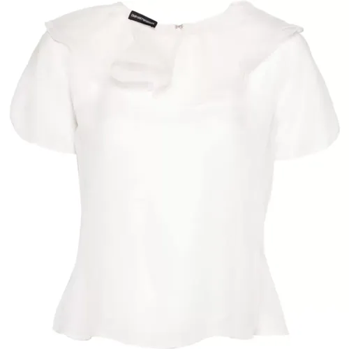 Silk Ruffled Top , female, Sizes: S - Emporio Armani - Modalova