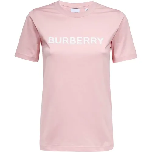 Rosa Baumwoll T-Shirt - Regular Fit , Damen, Größe: XS - Burberry - Modalova