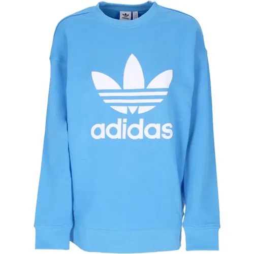 Blaues Leichtes Crewneck Sweatshirt , Damen, Größe: L - Adidas - Modalova