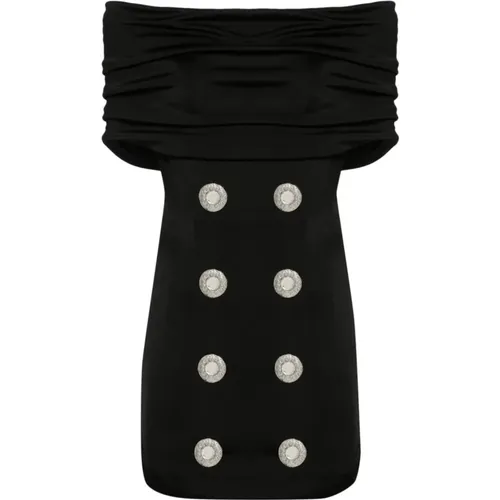 Off-Shoulder Jersey Short Dress , female, Sizes: XS - Balmain - Modalova