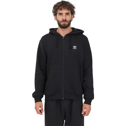 Schwarzer Zip-Sweatshirt, Herren Essentials , Herren, Größe: M - adidas Originals - Modalova