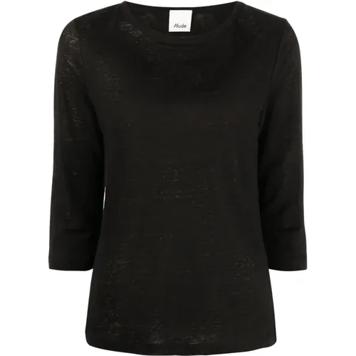 Schwarzes Boatneck-Top , Damen, Größe: XL - allude - Modalova