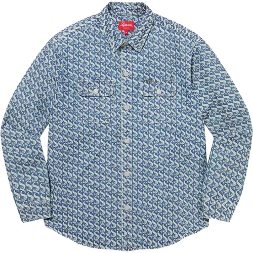 Limited Edition Monogram Denim Shirt , male, Sizes: S, M - Supreme - Modalova