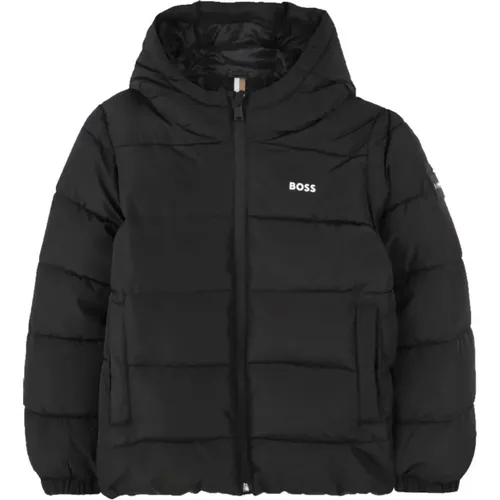 Schwarze Jacke mit Reißverschluss und Taschen - Hugo Boss - Modalova