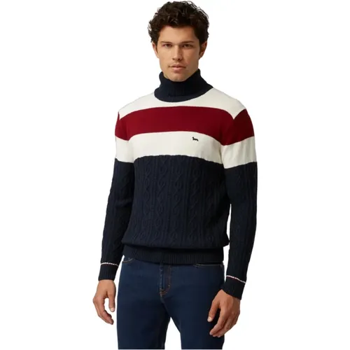 Blauer Pullover mit Horizontalen Streifen , Herren, Größe: 2XL - Harmont & Blaine - Modalova