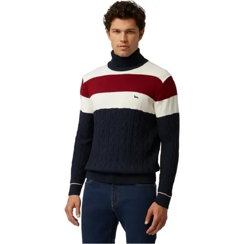 Blue Sweater with Horizontal Stripes , male, Sizes: 2XL, L, S, M - Harmont & Blaine - Modalova