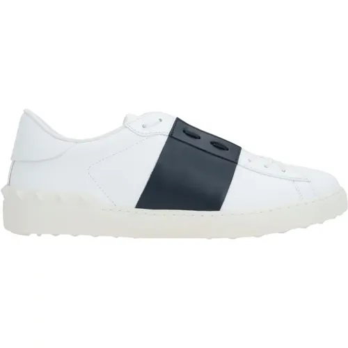 Leather Low-Top Sneakers with Blue Details , male, Sizes: 10 UK, 8 UK, 6 1/2 UK, 9 UK, 6 UK, 7 UK - Valentino Garavani - Modalova