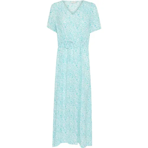 Blau Atoll Langes Kleid mit Kurzen Ärmeln , Damen, Größe: 2XS - Kaffe - Modalova