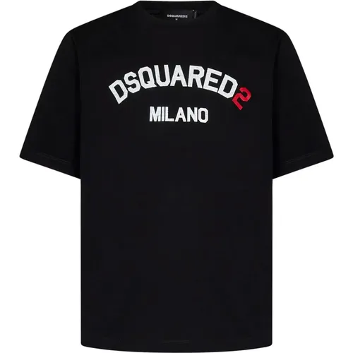 Loose-Fit T-Shirt with Lettering Print , male, Sizes: S, L, XL - Dsquared2 - Modalova