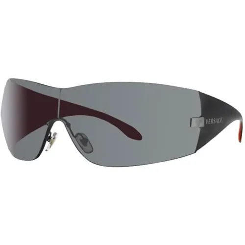 Schwarze Gunmetal/Graue Sonnenbrille , unisex, Größe: 41 MM - Versace - Modalova