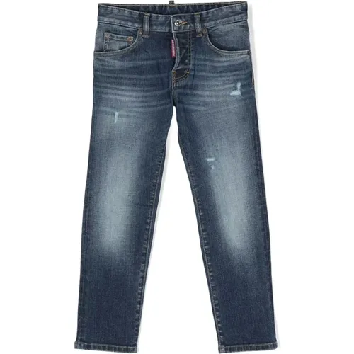 Blaue Denim Jeans mit Used-Look und Logo-Detail,Stanislav gerade geschnittene Jeans mit Brüchen - Dsquared2 - Modalova
