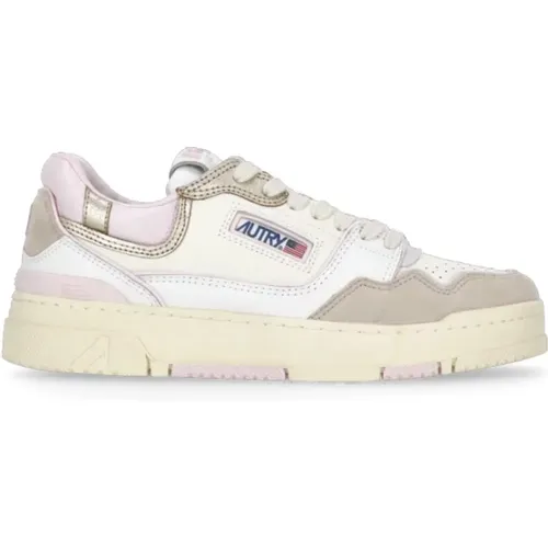 Ivory Leder Sneakers mit Pink Details , Damen, Größe: 36 EU - Autry - Modalova