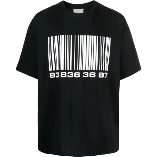 Bedrucktes Schwarzes T-Shirt mit Logo-Druck - Vtmnts - Modalova