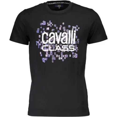 Schwarzes T-Shirt mit Print-Logo - Cavalli Class - Modalova
